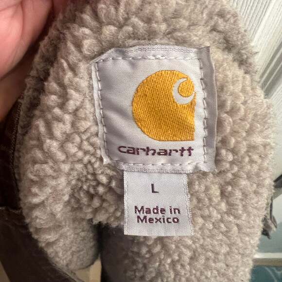 Y2K Carhartt Brown Vest Sherpa Lined Style # V26DKB Size L Rugged Work Wear - Picture 3 of 8